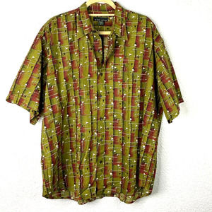West Prep Shirt XL Mens Green Burgundy Short Sleeve Golf Print Button Down
